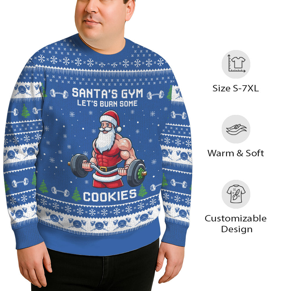 Funny Santa Gym Plus Size Ugly Christmas Sweater