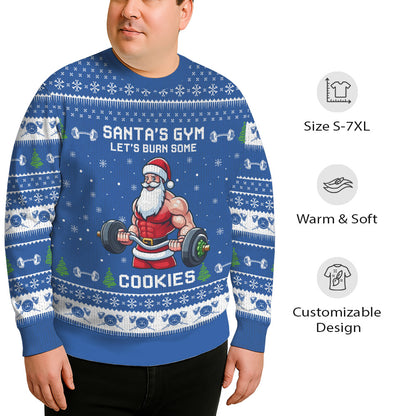 Funny Santa Gym Plus Size Ugly Christmas Sweater