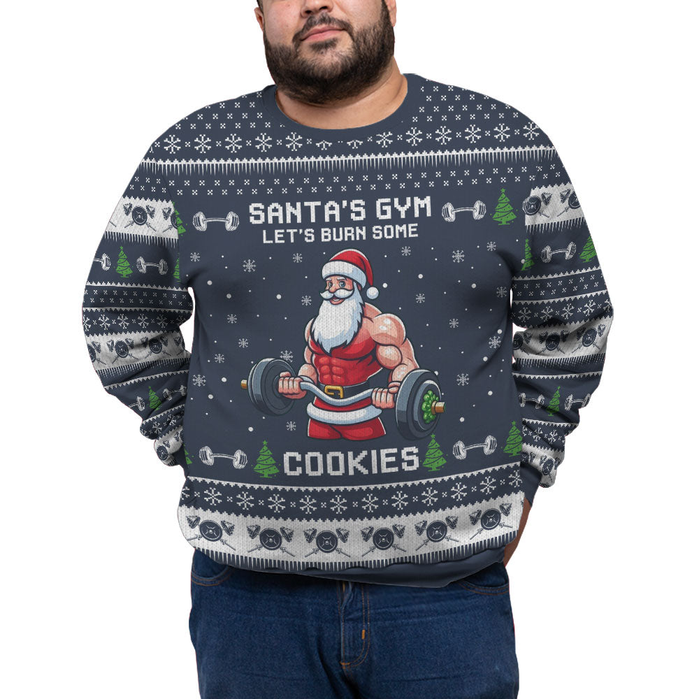 Funny Santa Gym Plus Size Ugly Christmas Sweater