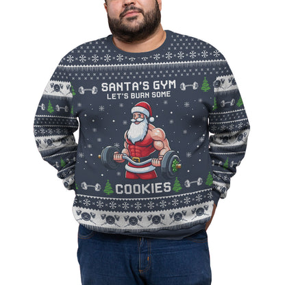 Funny Santa Gym Plus Size Ugly Christmas Sweater