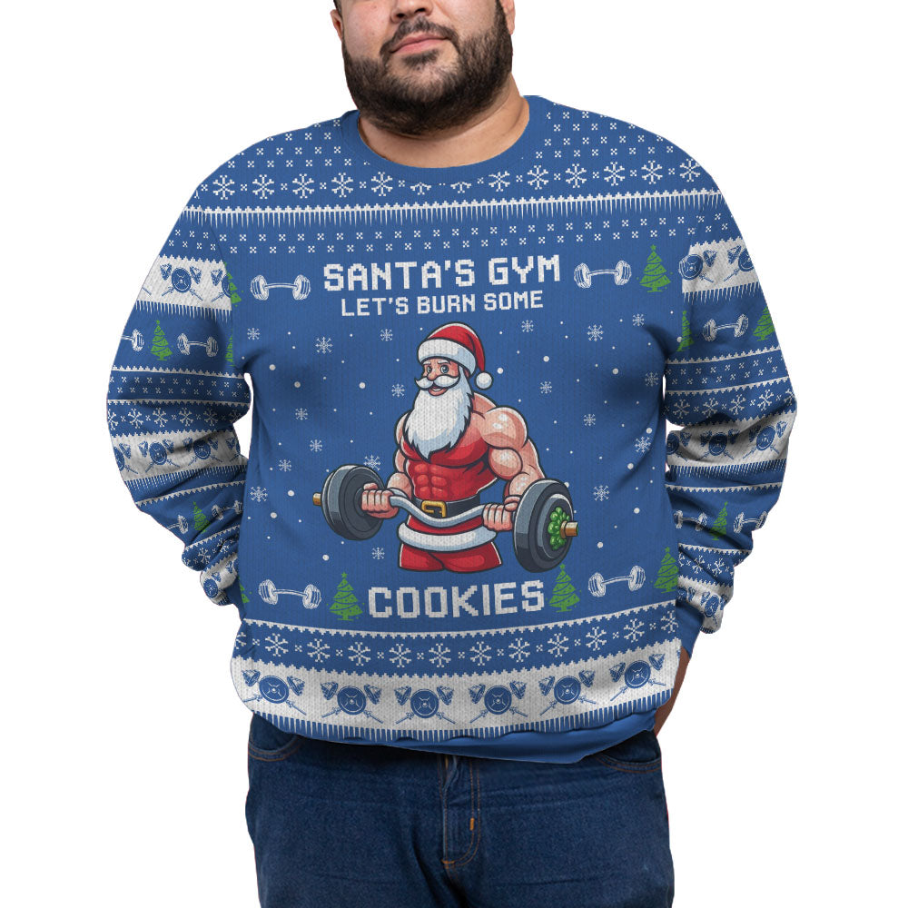 Funny Santa Gym Plus Size Ugly Christmas Sweater