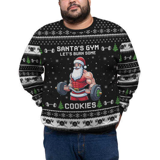 Funny Santa Gym Plus Size Ugly Christmas Sweater