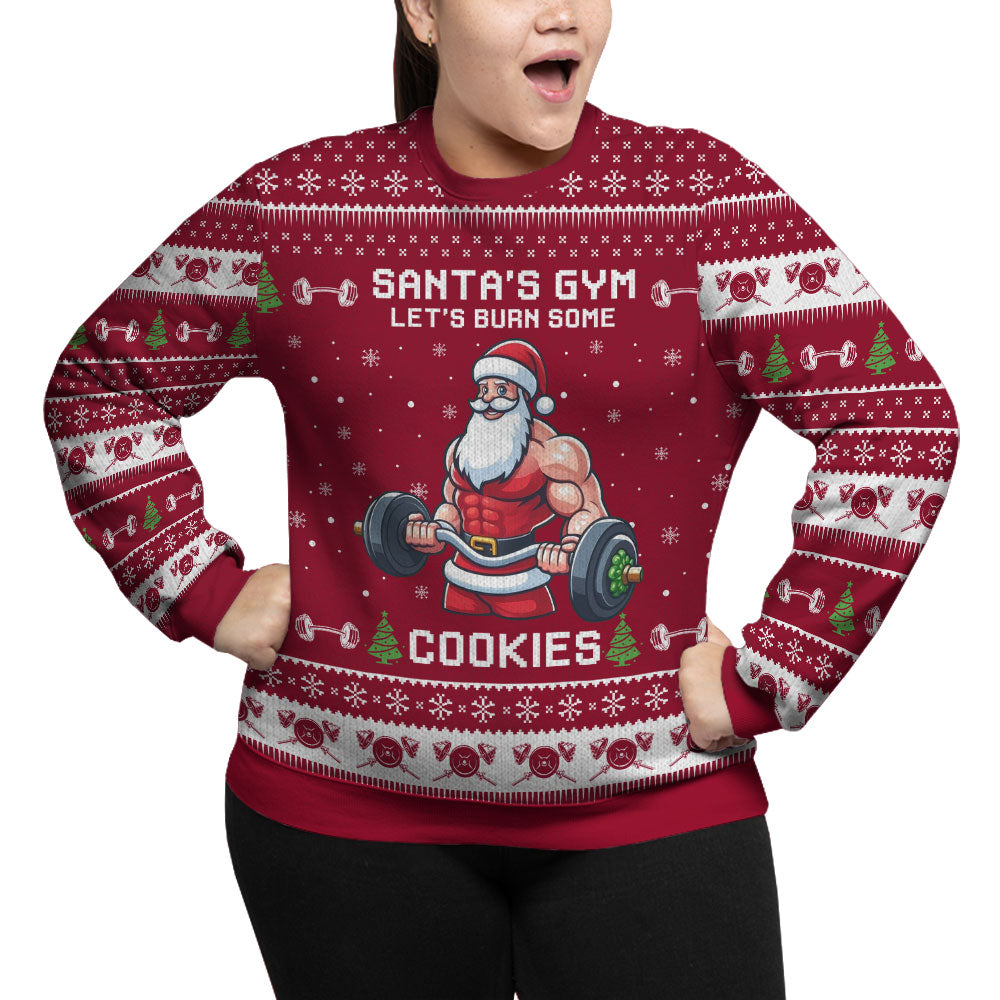 Funny Santa Gym Plus Size Ugly Christmas Sweater