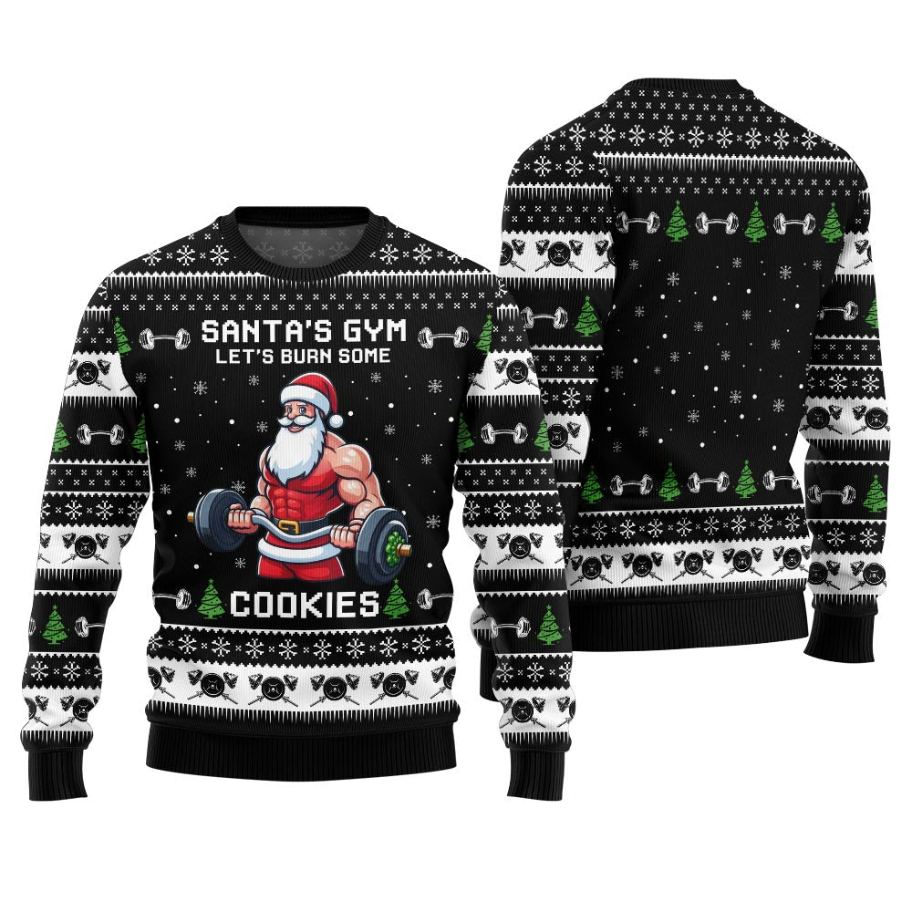 Funny Santa Gym Plus Size Ugly Christmas Sweater