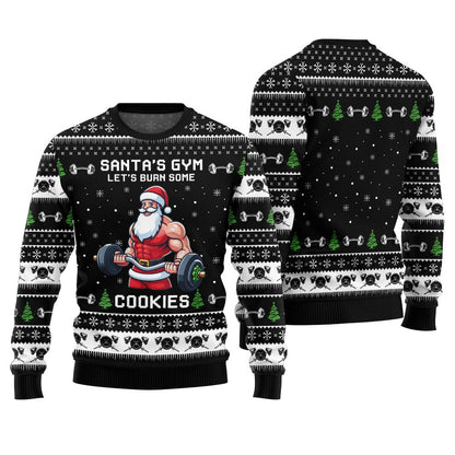 Funny Santa Gym Plus Size Ugly Christmas Sweater