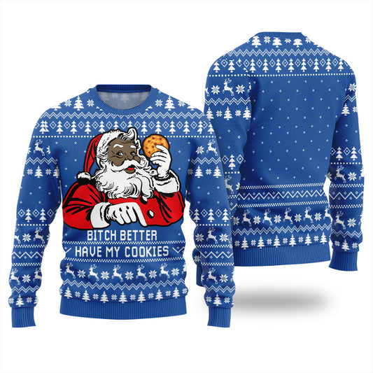 Funny Santa Has Cookies Ugly Christmas Sweater For Women
