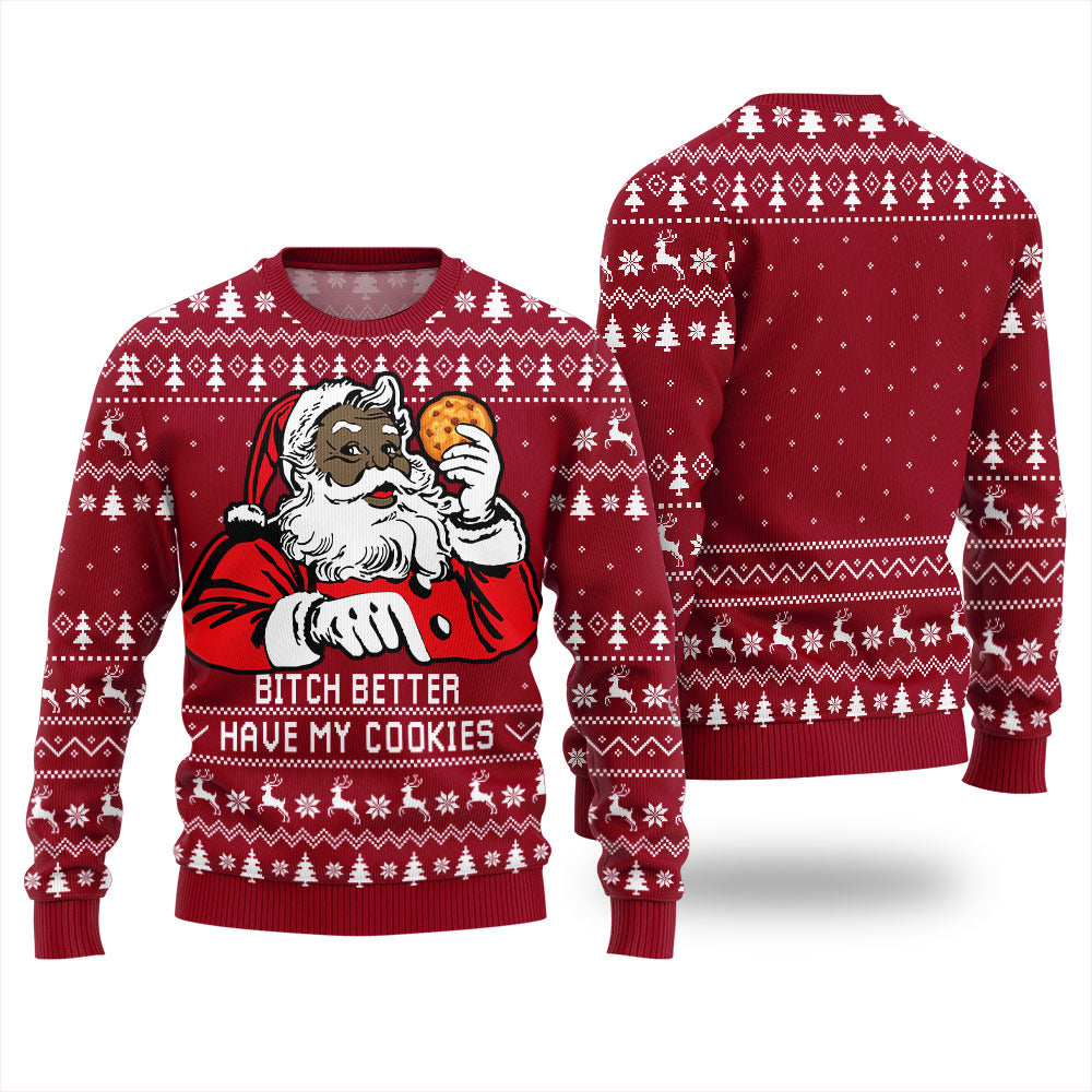 Funny Santa Has Cookies Ugly Christmas Sweater For Women