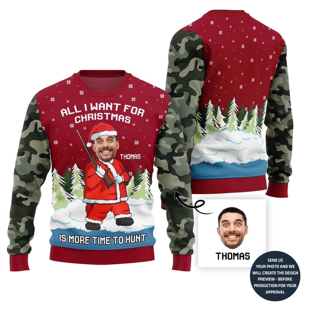 Funny Santa Hunter Ugly Christmas Sweater