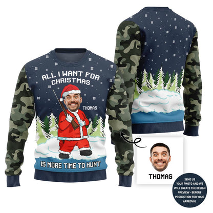 Funny Santa Hunter Ugly Christmas Sweater