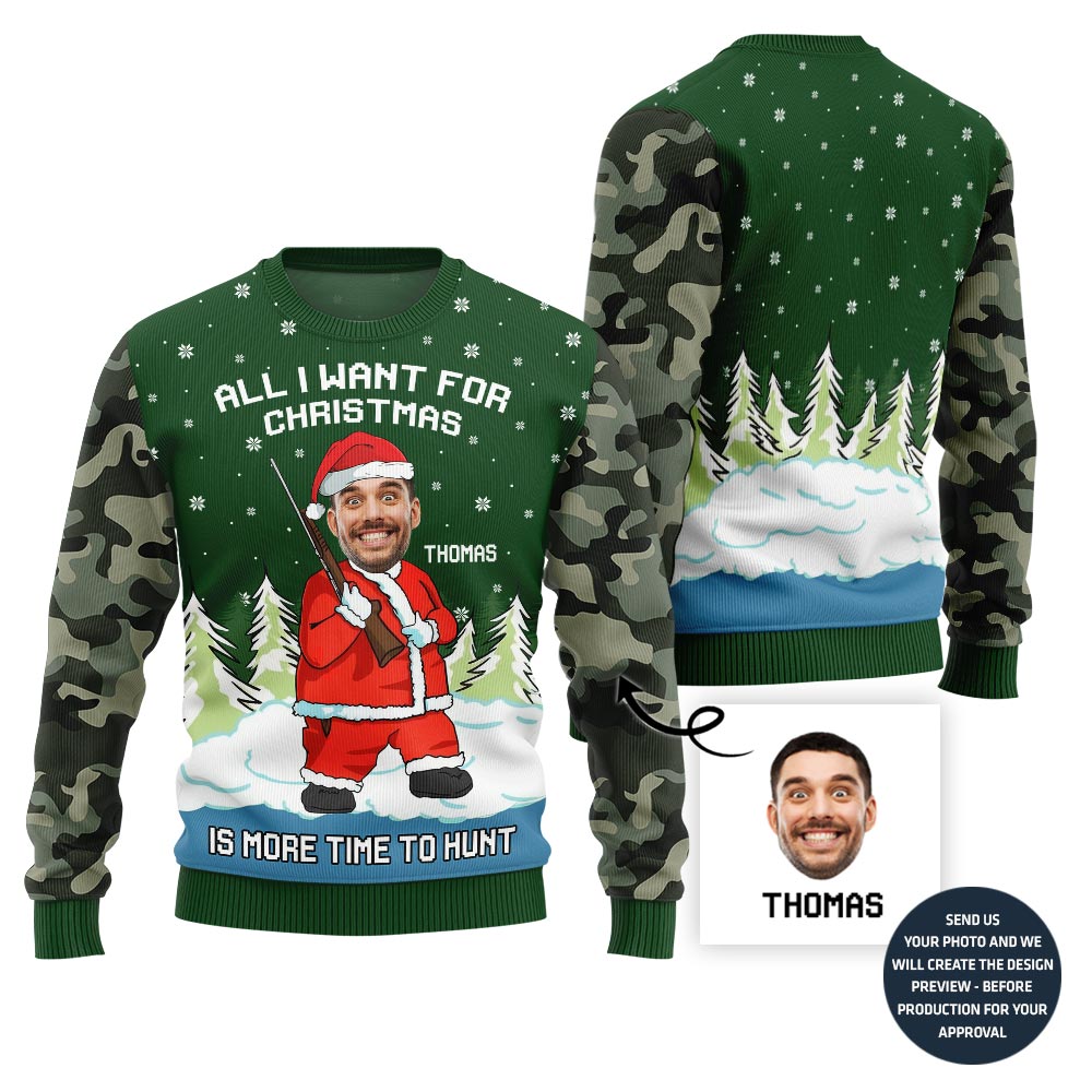 Funny Santa Hunter Ugly Christmas Sweater