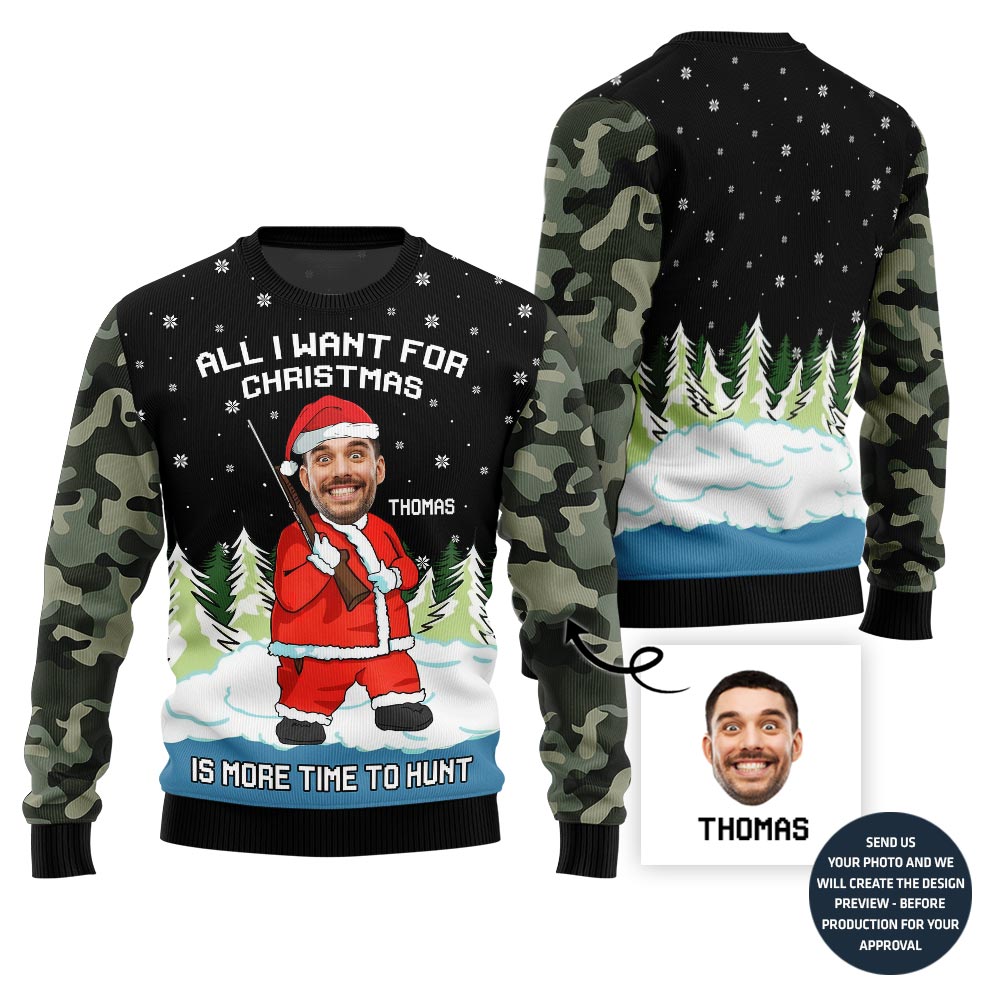 Funny Santa Hunter Ugly Christmas Sweater