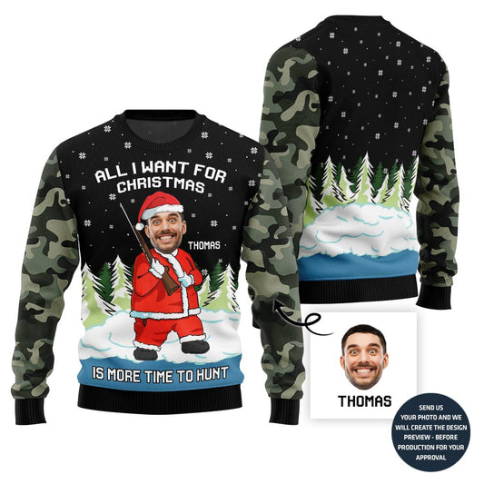 Funny Santa Hunter Ugly Christmas Sweater