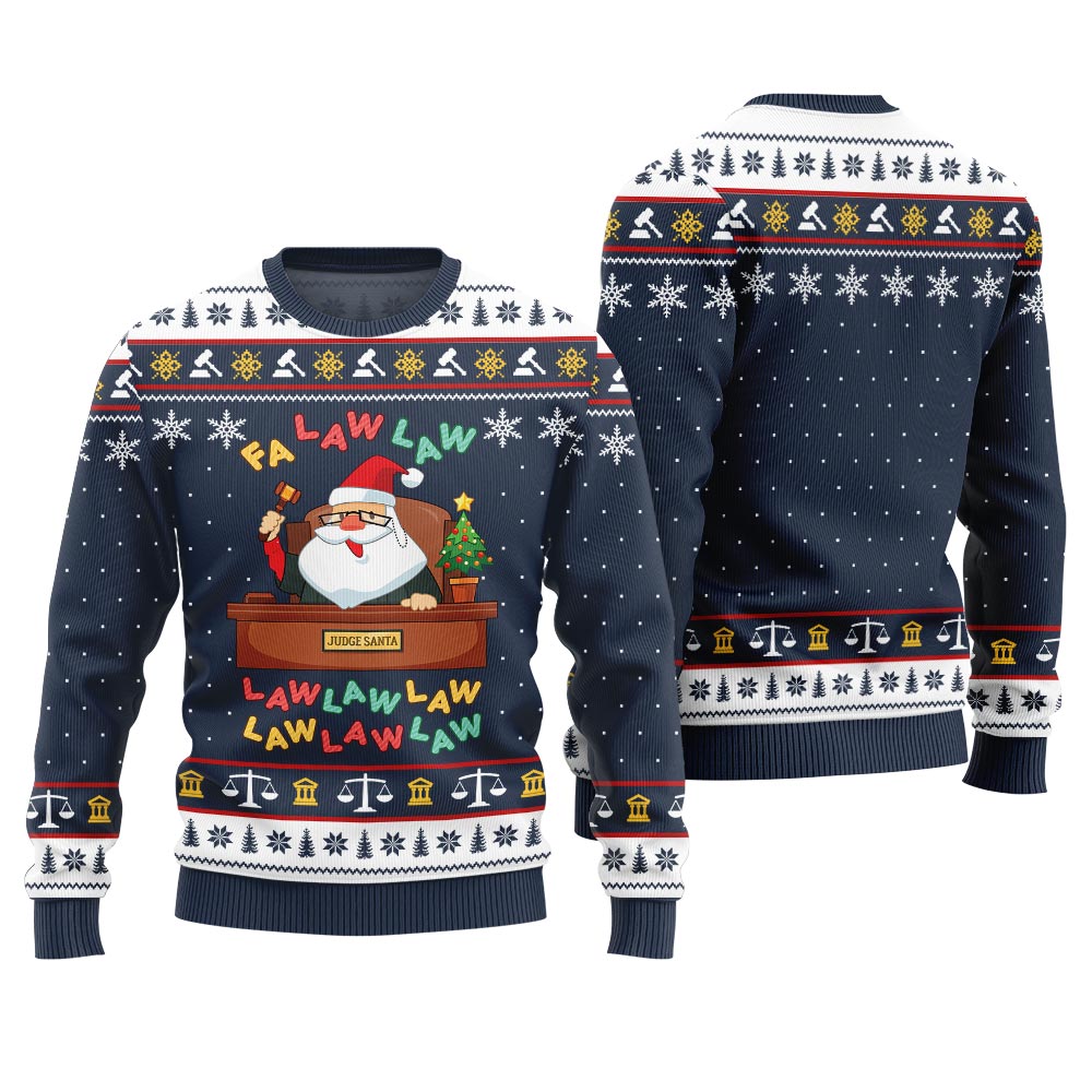 Funny Santa Lawyer Fa Law Law Ugly Sweater Navy