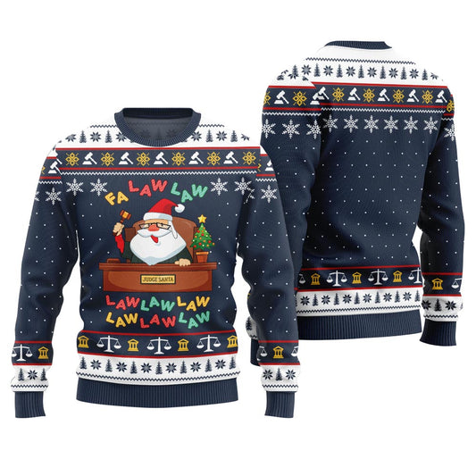 Funny Santa Lawyer Fa Law Law Ugly Sweater Navy