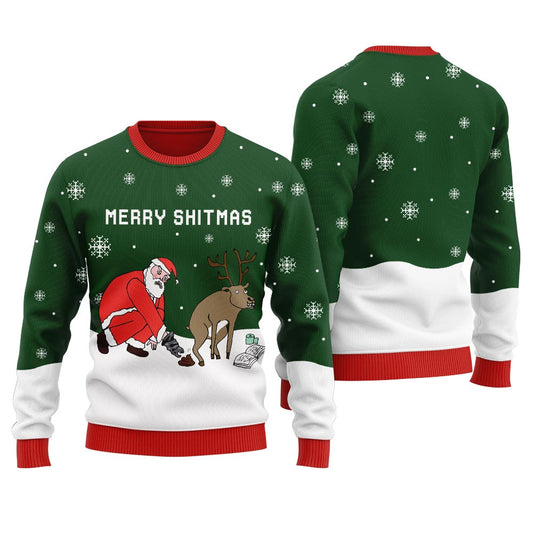 Funny Santa Merry Shitmas Ugly Christmas Sweater For Adult