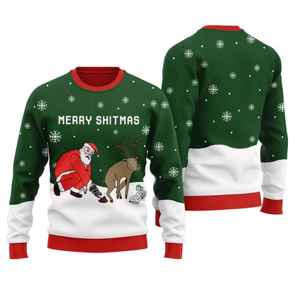 Merry Shitmas Reindeer Men's Ugly Christmas Sweater