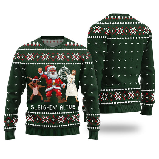 Funny Santa Sleign Mens Ugly Christmas Sweater