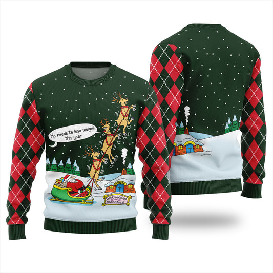 Funny Santa With Reindeer Ugly Christmas Sweater For Men