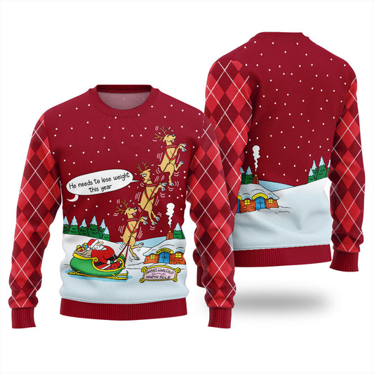 Funny Santa With Reindeer Ugly Christmas Sweater For Unisex