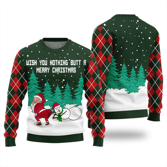 Funny Santa With Snowman Mens Christmas Sweater