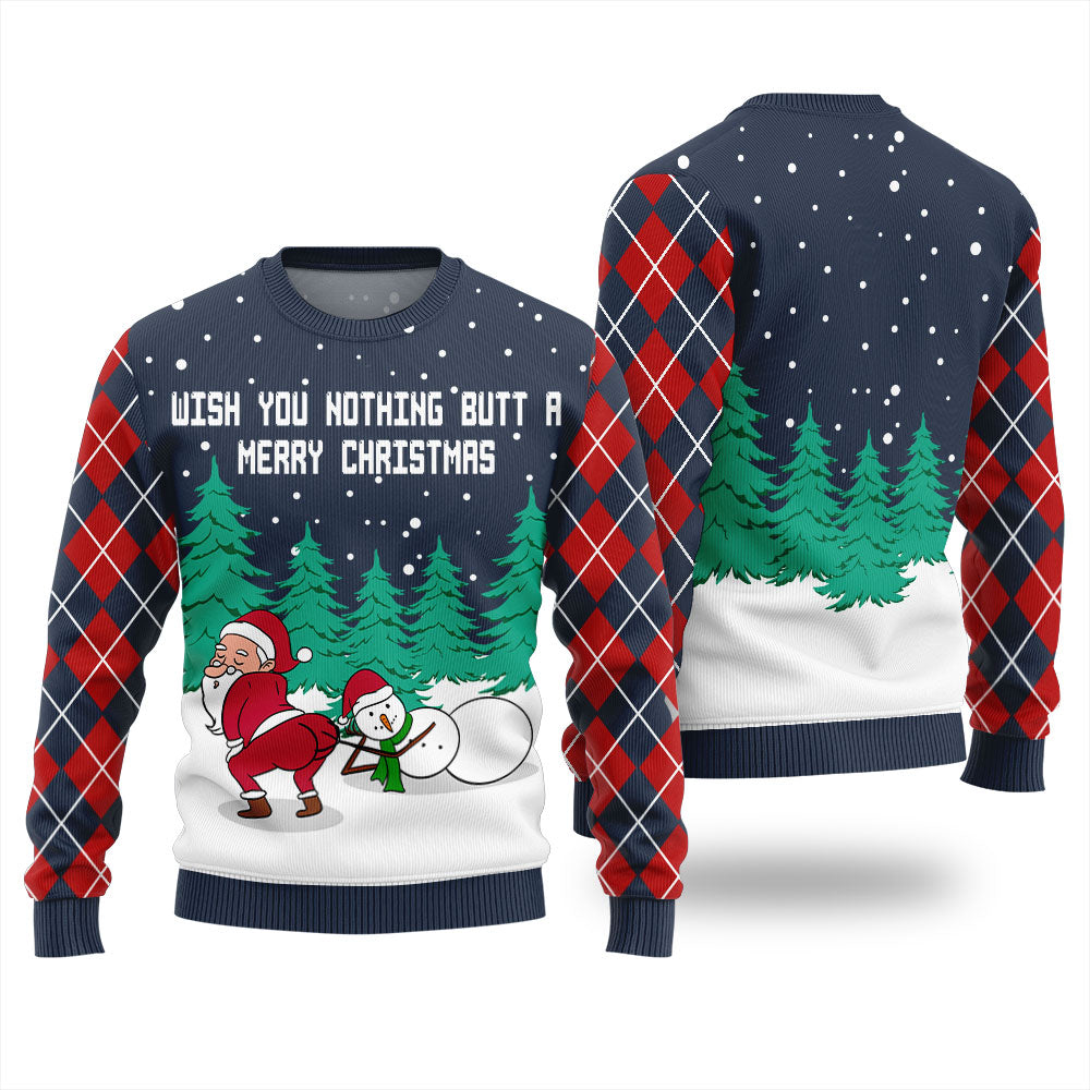 Funny Santa With Snowman Mens Christmas Sweater