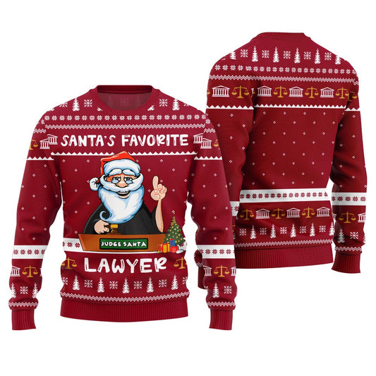 Funny Santa's Favorite Lawyer Christmas Sweater Red