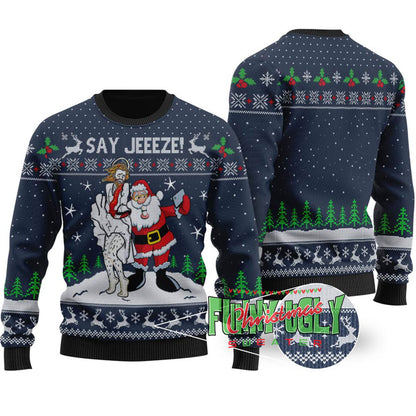 Funny Selfie Santa Ugly Christmas Sweater Navy