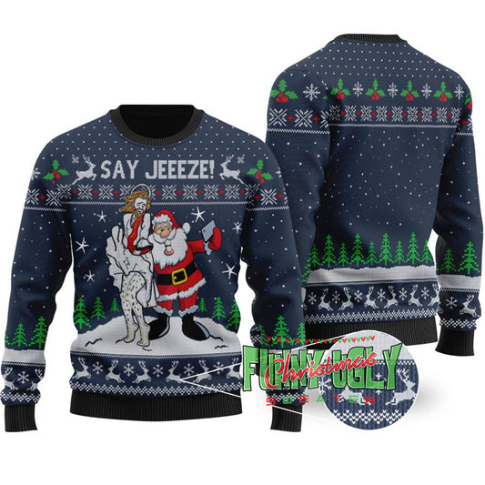 Funny Selfie Santa Ugly Christmas Sweater Navy