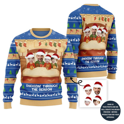 Funny Snoozin' Family Holiday Ugly Sweater
