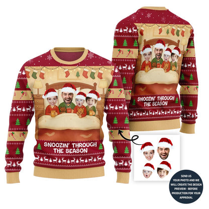 Funny Snoozin' Family Holiday Ugly Sweater