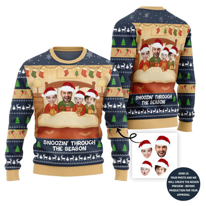 Funny Snoozin' Family Holiday Ugly Sweater
