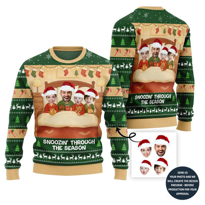 Funny Snoozin' Family Holiday Ugly Sweater