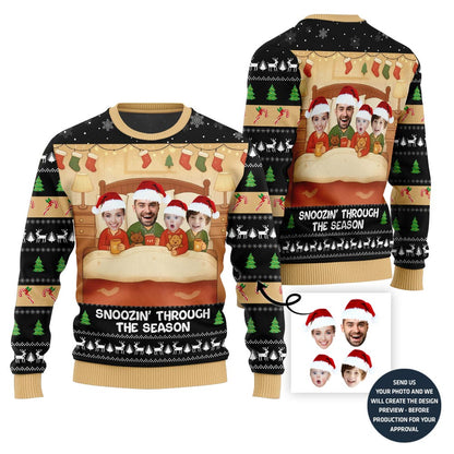 Funny Snoozin' Family Holiday Ugly Sweater