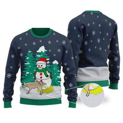 Funny Snowman Christmas Sweaters Navy