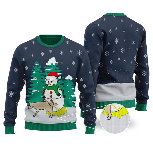 Funny Snowman Christmas Sweaters Navy