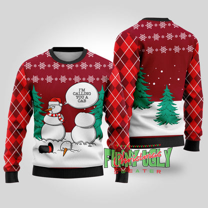 Funny Snowman Ugly Christmas Sweater Cardinal Red