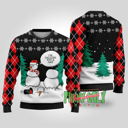 Funny Snowman Ugly Christmas Sweater Black