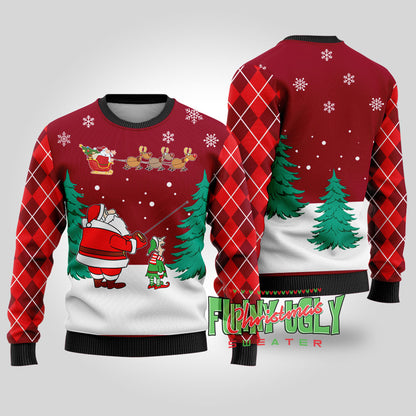 Funny Special Delivery Santa Ugly Christmas Sweater Cardinal Red