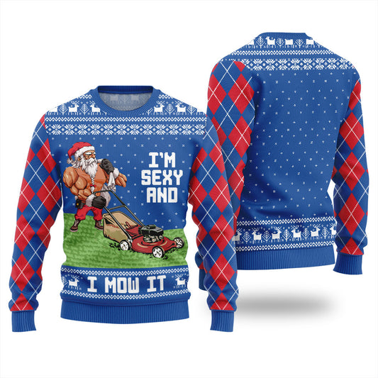 Funny Swole Santa Sexy And Mow It Christmas Sweater For Women
