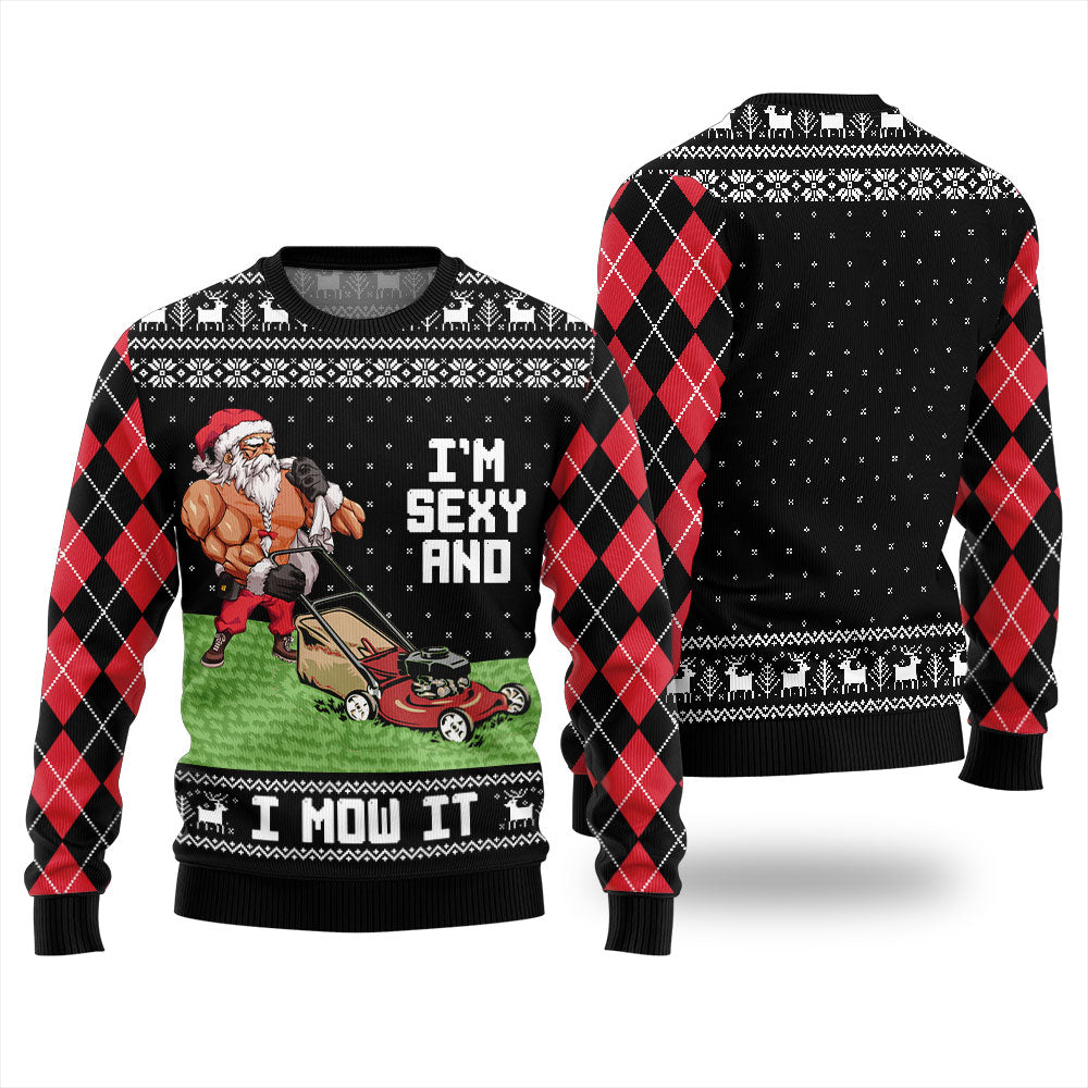 Funny Swole Santa Sexy And Mow It Christmas Sweater For Women