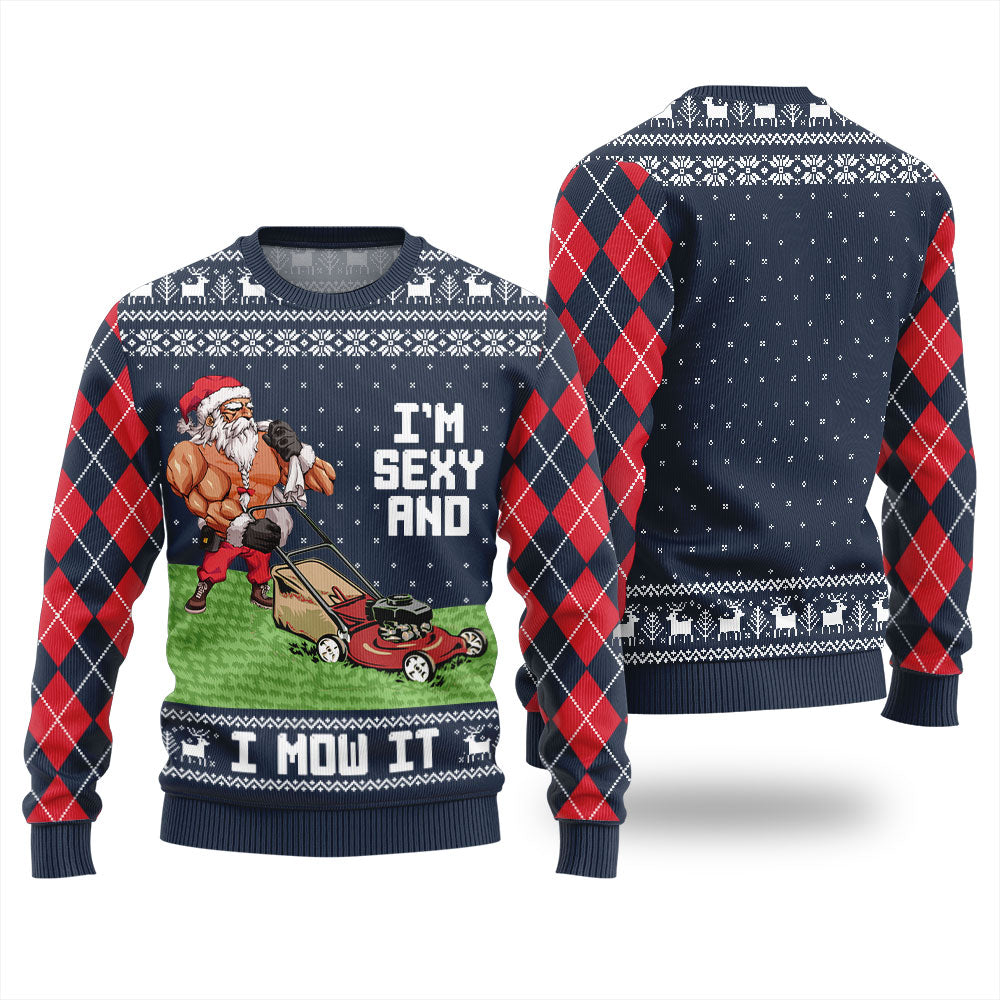Funny Swole Santa Sexy And Mow It Christmas Sweater For Women