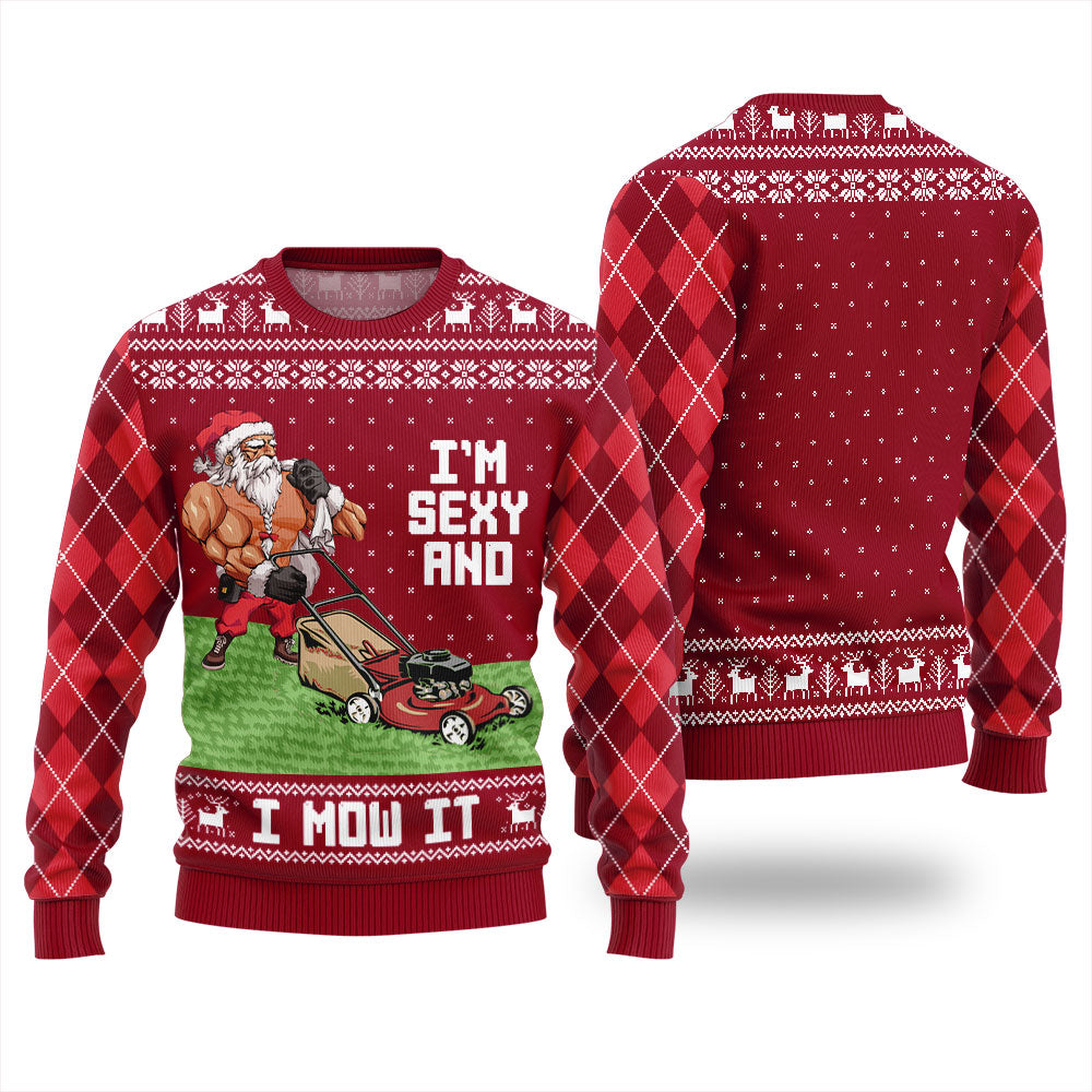 Funny Swole Santa Sexy And Mow It Christmas Sweater For Women