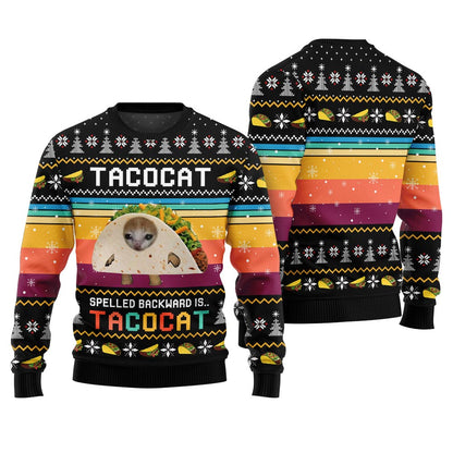 Funny TacoCat Ugly Christmas Sweater