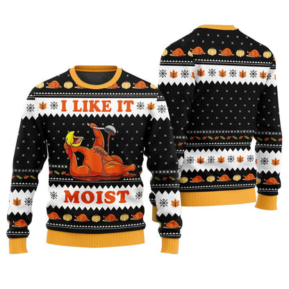 Thanksgiving I Like It Moist Ugly Holiday Sweater-VinCo