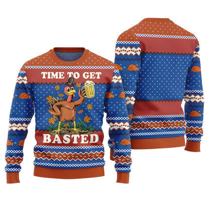 Funny Thanksgiving Time To Get Basted Ugly Sweater Royal