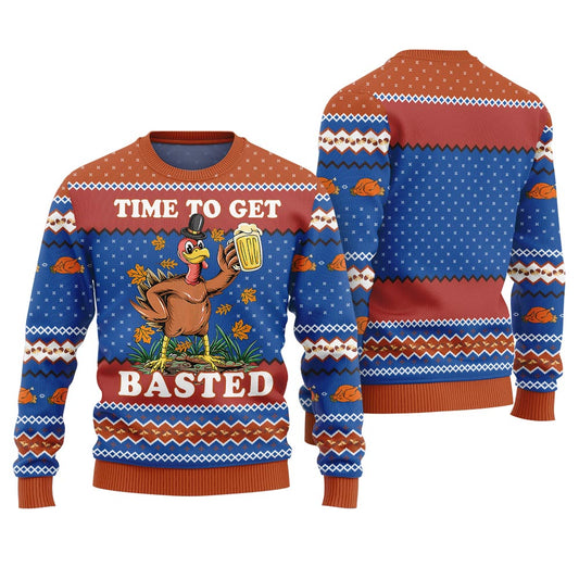Funny Thanksgiving Time To Get Basted Ugly Sweater Royal