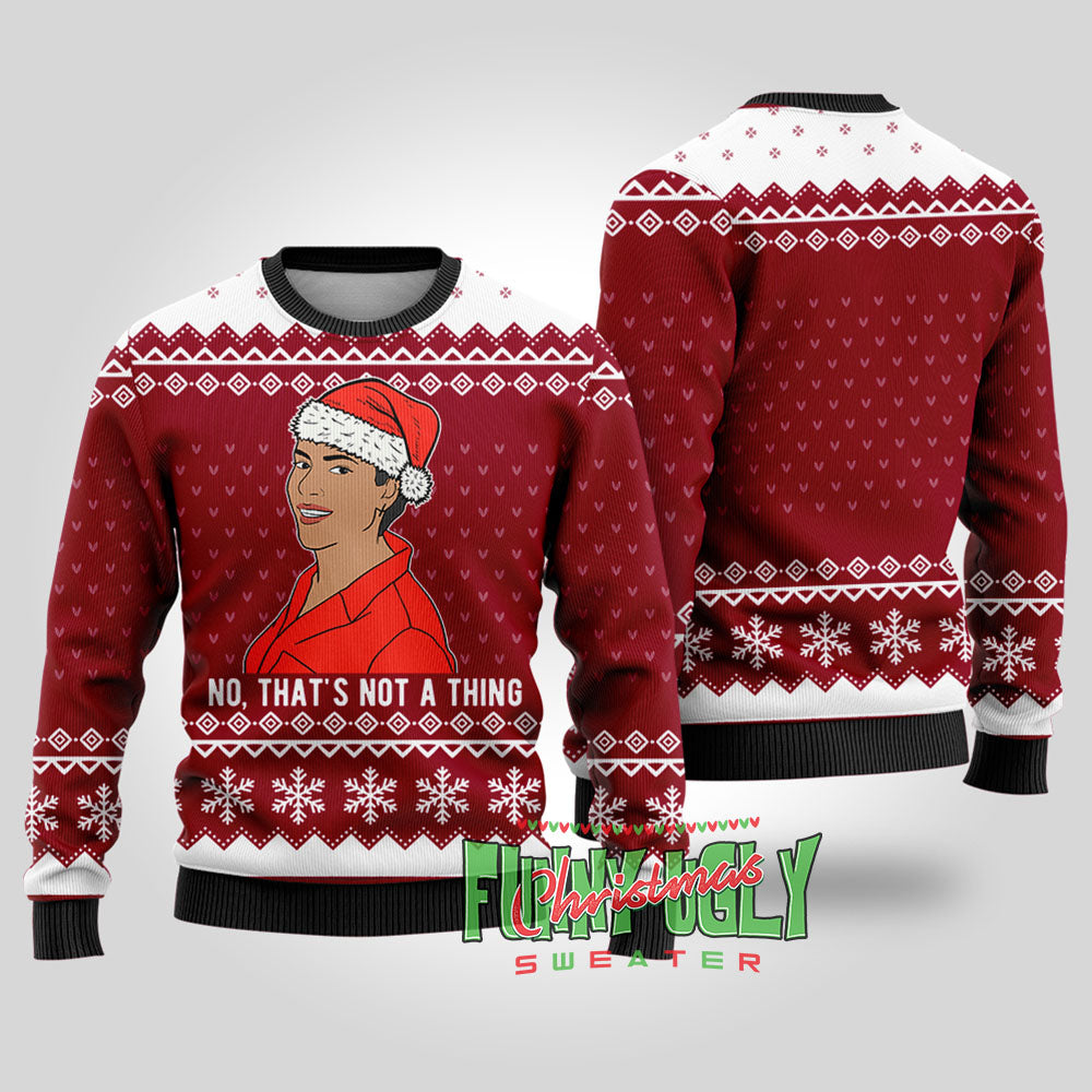 Funny That's Not A Thing Never Kiss a Man in a Christmas Sweater Cardinal Red