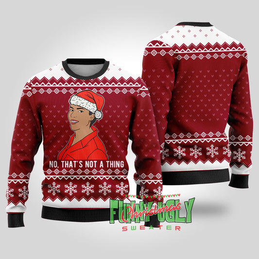 Funny That's Not A Thing Never Kiss a Man in a Christmas Sweater Cardinal Red