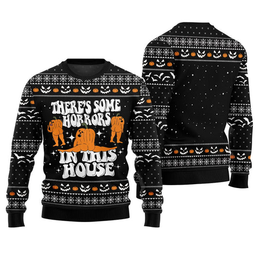 Funny There's Some Horrors In This House Halloween Sweater Black