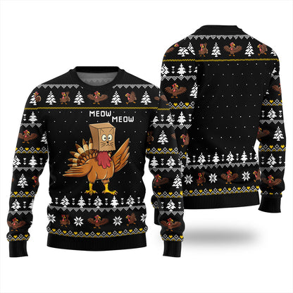 Funny Turkey Cat Thanksgiving Sweater
